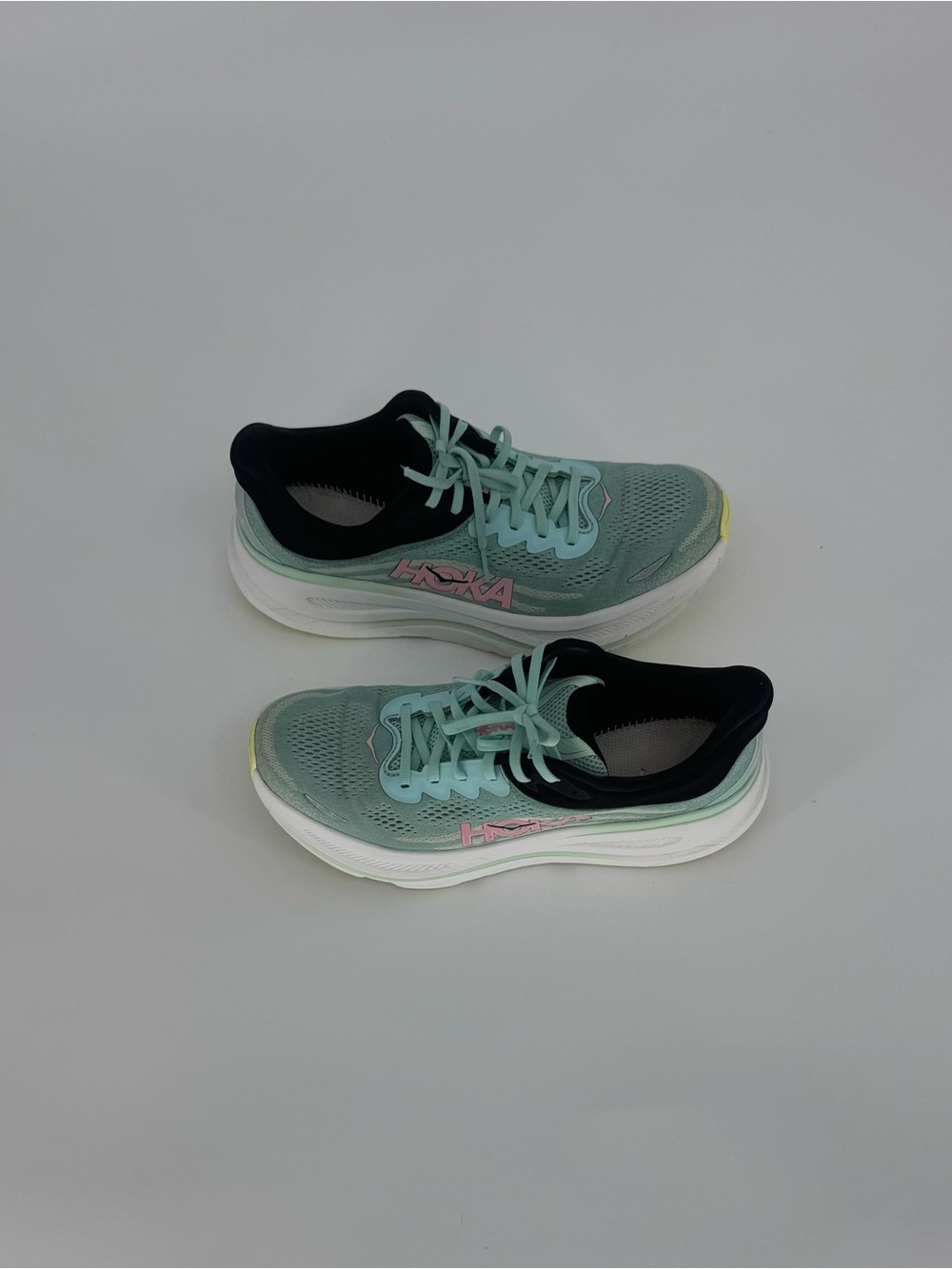 Hoka Women's Mint Green and Pink Running Shoes Size 11 - Picture 2 of 8